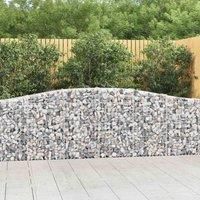 vidaXL Arched Gabion Baskets - Set of 4, Galvanised Iron Construction, Ideal Garden Barriers, Weather-Resistant, Decorative and Sound-Insulating, Easy to Assemble - Silver