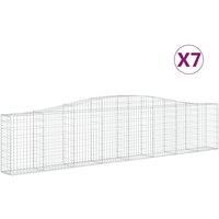 vidaXL Arched Gabion Baskets, 7 pcs, 400x30x80/100 cm, Galvanised Iron, Corrosion-Resistant, Versatile Garden Barriers, Easy Assembly, Customisable Design