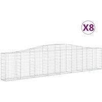 vidaXL 8x Arched Gabion Basket Cage Mesh Wire Stone Basket Outdoor Spiral Retaining Wall Planter Gardens 400x30x80/100 cm Galvanised Iron