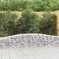 vidaXL Arched Gabion Baskets 2 pcs | Outdoor Garden Barriers - Sound Insulating| 400x50x40/60cm | Silver Galvanised Iron | Durable and Corrosion-Resistant