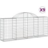 vidaXL Arched Gabion Baskets 9 pcs 200x30x80/100 cm Galvanised Iron