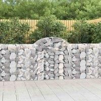 vidaXL Silver Arched Gabion Baskets - Galvanised Iron Decorative Garden Barriers & Sound-Insulating Walls - 200x30x100/120 cm - Set of 2