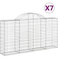 vidaXL Arched Gabion Baskets 200x30x100/120 cm - Galvanised Iron Retaining Wall Cages for Garden/Patio Decor, Corrosion-Resistant