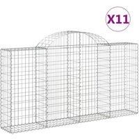 vidaXL Arched Gabion Baskets 11 pcs 200x30x100/120 cm Galvanised Iron