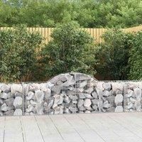 vidaXL Arched Gabion Baskets 2 pcs - Galvanised Iron, Stable Outdoor Garden Barrier, Decorative Stone Cage, Easy to Assemble, 200x50x60/80 cm, Silver