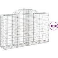 vidaXL Arched Gabion Baskets 18 pcs 200x50x120/140 cm Galvanised Iron