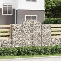"vidaXL Arched Gabion Baskets - Set of 6, Galvanised Iron Outdoor Barriers, Decorative Garden Fences, 200x50x140/160 cm, Silver Colour"