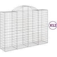 /'vidaXL Arched Gabion Baskets - Set of 12, Decorative Garden Barriers, Made of Galvanized Iron, Dimension 200x50x140/160cm
