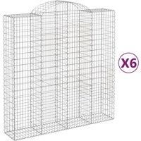 vidaXL Arched Gabion Baskets in Silver Galvanised Iron - Decorative & Functional Garden Barriers, 6 pcs set, 200x50x200/220 cm