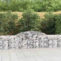 /'vidaXL Galvanized Iron Gabion Baskets - Set of 5, Arched Design, Decorative Garden Barrier, Perfect for Backyard, Patio, Easy to Install, Silver Colour, 300x30x60/80 cm Measurement
