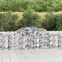 vidaXL Galvanised Iron Gabion Baskets 7 Pack - Decorative and Sound-Insulating Garden Barriers - Easy to Assemble, Corrosion-Resistant, Arched Design, 300x30x80/100 cm