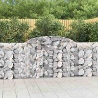vidaXL Arched Gabion Baskets, Set of 7 - Durable, Galvanised Iron Construct, Outdoor Garden Retaining Wall - 300x30x100/120 cm - Silver- Easy Assembly