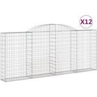 vidaXL Arched Gabion Baskets 12 pcs - Durable Galvanised Iron Construction, Easy-to-Use, All-Weather, Versatile Application, Assembly Manual Included, Perfect for Outdoor Decor