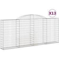 vidaXL Arched Gabion Baskets - 13 pcs Set Galvanised Iron 300x30x120/140 cm Suitable for Outdoor Space