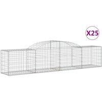 vidaXL Arched Gabion Baskets, Galvanised Iron, Durable Decorative Barriers with Sturdy Gabion Wire, Ideal Outdoor Decor and Functional Privacy Screen for Garden, Patio, 25 Pieces