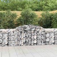 vidaXL Arched Gabion Baskets 10 pcs, Silver Colour, Rectangular Shape, Made of Galvanised Iron, Ideal for Garden Barriers and Decorations, Dimensions: 300x50x80/100 cm