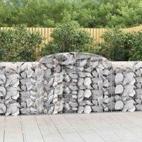 /' vidaXL Arched Gabion Baskets - Set of 6, Galvanised Iron, Ideal for Garden Decoration and Sound Insulation, Easy Assembly, Silver, 300x50x100/120 cm