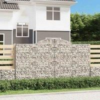 vidaXL Arched Gabion Baskets (3 pcs), 300x50x160/180 cm, Galvanised Iron, Durable, Decorative Garden Barriers, Noise Reduction, Easy Assembly