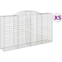 /'vidaXL Arched Gabion Baskets - 5 Pcs - Durable Galvanised Iron - Decorative Garden Barriers - Easy Assembly - Silver