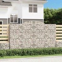 vidaXL Arched Gabion Baskets 3 pcs Set for Gardens, Rust-Resistant Galvanised Iron Construction, Versatile Garden Barrier and Decor, Includes Reinforced Hooks, Assembly Guide Provided, Silver Colour