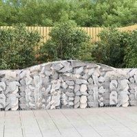 /'vidaXL Arched Gabion Baskets, 6 pcs Set, Galvanised Iron Material, Perfect for Garden Decor and Outdoor Living Space Enhancement, Silver