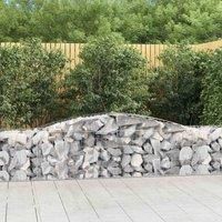 vidaXL Galvanised Iron Arched Gabion Baskets - Set of 3; Durable Garden Barriers with Stable Construction; Silver Decorative Baskets for Outdoor Spaces