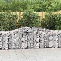 vidaXL Arched Gabion Baskets: Set of 5 - Silver Galvanised Iron Garden Barriers, Easy Assembly, Sturdy and Decorative, For Outdoor Spaces