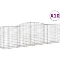 vidaXL Arched Gabion Baskets 10 pcs 400x50x120/140 cm Galvanised Iron, Silver