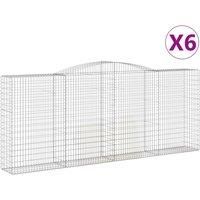 vidaXL 6-Pack Galvanised Iron Gabion Baskets - Arched, 400x50x160/180 cm, Silver, for Garden Barriers and Retaining Walls
