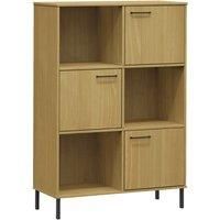 Solid Wood Bookcase with Metal Legs OSLO Book Storage Multi Colours vidaXL