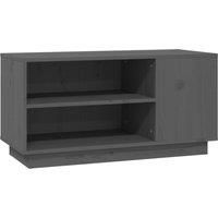 vidaXL TV Cabinet in Grey | Solid Pinewood | Modern Style | Media Storage Organiser | Living Room/Bedroom Furniture | Easy Assembly