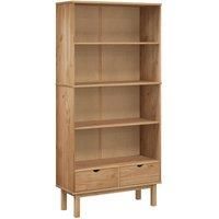 Solid Wood Pine Bookcase with 2 Drawers Storage Shelf Multi Colours vidaXL