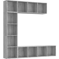 vidaXL 3-Piece Book/TV Cabinet Set in Grey Sonoma - Versatile, Engineered Wood, Wall-Mounted Storage Solution for Living Room