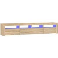 vidaXL Modern TV Cabinet with LED Lights, Sonoma Oak, Engineered Wood, Abundant Storage Space, Ideal for Displaying Decorative Objects, Easy to Assemble