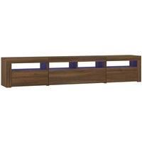 vidaXL TV Cabinet with LED Lights Brown Oak 210x35x40 cm