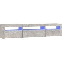 vidaXL TV Cabinet with RGB LED Lights, Concrete Grey Engineered Wood, Spacious Storage, Decor Display Top, Trendy Living Room Media Unit