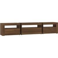 vidaXL Brown Oak Engineered Wood TV Cabinet with RGB LED Lights - Modern Media Unit Console/Storage for Living Room, 195x35x40 cm