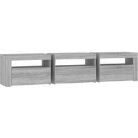 vidaXL TV Cabinet with LED Lights and Spacious Storage, Engineered Wood Media Unit, Grey Sonoma Finish, 180x35x40 cm - Modern Living Room Furniture