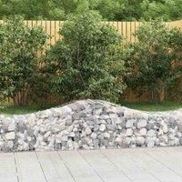 vidaXL Silver Arched Gabion Basket 200x50x40/60 cm, Galvanised Iron Garden Barrier, Decorative Outdoor Feature Retaining Wall, Easy Assembly.