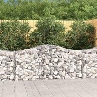 vidaXL Arched Gabion Basket Retaining Wall - Galvanised Iron Construction, 200x50x80/100 cm Dimension, Easy Assembly, Versatile Outdoor Living Decoration
