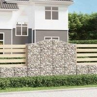 vidaXL Arched Gabion Basket, Galvanised Iron Material, Garden Barrier, Patio Decor, 200x50x160/180 cm Silver Colour