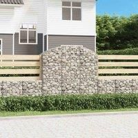 vidaXL Arched Gabion Basket of 150x50x140/160 cm - Galvanised Iron Material, Versatile for Indoor and Outdoor Use, Sound-Insulating Garden Barrier - Silver