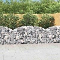 vidaXL Arched Gabion Basket - Galvanised Iron Construction - Decorative Retaining Wall for Garden and Patio - Silver - Durable and Stable - 200 x 50 x 80/100 cm