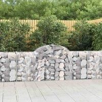 vidaXL Arched Gabion Basket 200x30x80/100cm - Galvanised Iron Mesh Wire Stone Cage for Sound-Insulation, Outdoor Decorative Barrier, Garden Wall