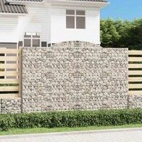 vidaXL Arched Gabion Basket Cage Mesh Wire Stone Basket Outdoor Spiral Retaining Wall Planter Garden 300x50x200/220 cm Galvanised Iron