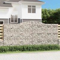 vidaXL Arched Gabion Basket Stone Cage Wall - 400x30x180/200 cm Galvanized Iron, Silver, Versatile Outdoor/Garden Decorative Retaining Wall