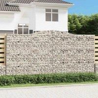 vidaXL Durable Gabion Basket Arched Design Made from Corrosion-Resistant Galvanized Iron - Decorative and Sound-Insulating Garden Barrier - 400x50x200/220 cm