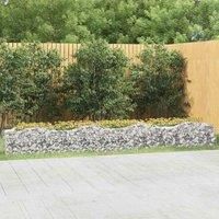 vidaXL Arched Gabion Raised Bed - Galvanised Iron Mesh Wire, Garden Stone Basket 400x50x50 cm, Silver, Easy Assemble