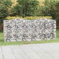 vidaXL Galvanised Iron Arched Gabion Raised Garden Bed - Decorative Outdoor Planter for Patio or Garden in Silver Colour - 200x50x100 cm