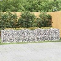 vidaXL Arched Gabion Raised Bed 400x50x100 cm | Sturdy Galvanised Iron | Simple Assembly, Fill with Stones | Ideal for Garden and Patio Border Design | Silver